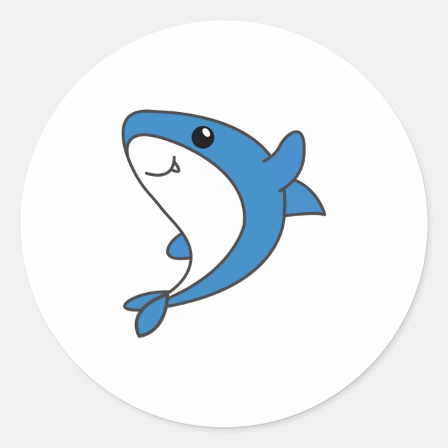 Sticker Rond Requin. Beaux Animaux Pour Les Enfants. Requins (Devant)