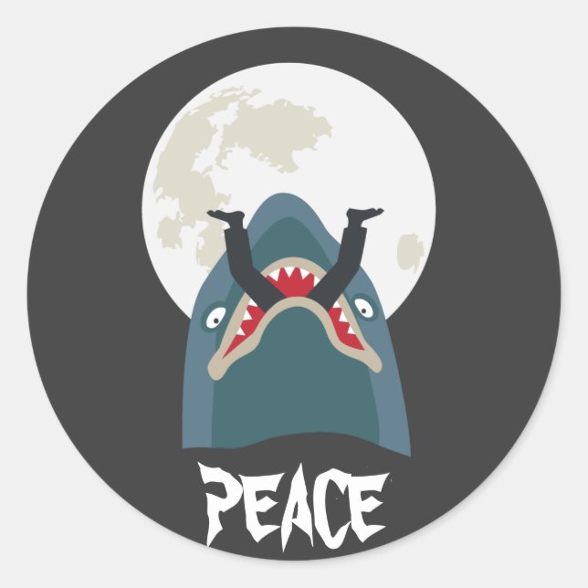 Sticker Rond Requin dans la nuit de la lune (Devant)
