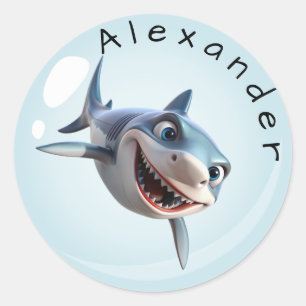 Sticker Rond Requin Denté Personnalisé