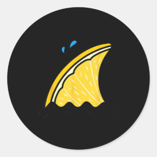 Sticker Rond Requin Kawaii Citron Citron Vert Drôle Famille Été