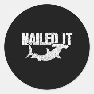 Sticker Rond Requin Marteau Nailer Drôle De Pêche Pêcheur