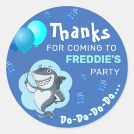 Sticker Rond Requin mignon | Ballons Bleus Anniversaire