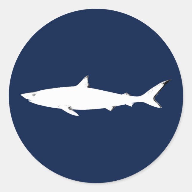 Sticker Rond requin sauvage blanc (Devant)