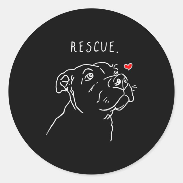Sticker Rond Rescue Dog Tbull Drawing Rescue Mom Adopt Dont  (Devant)