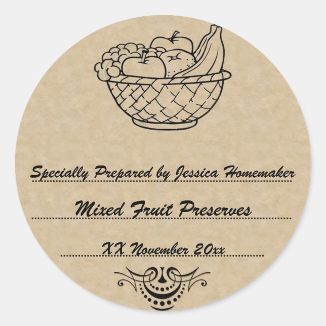 Sticker Rond Réserves à l'ancienne ou Modèle à la confiture (Devant)