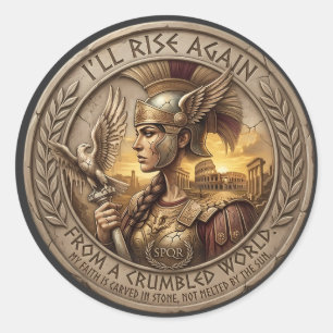 Sticker Rond Résilience romaine : Le Guerrier Invincible -