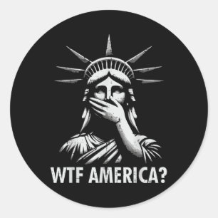 Sticker Rond Résister À La Manifestation Wtf America Statue Lib