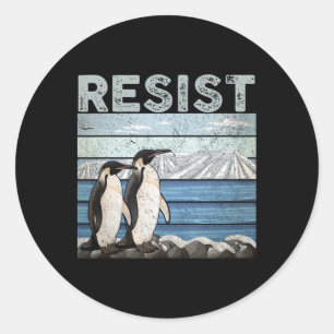 Sticker Rond Résister à l'activisme des pingouins