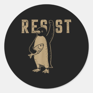 Sticker Rond Résister à l'activisme des pingouins Design graphi