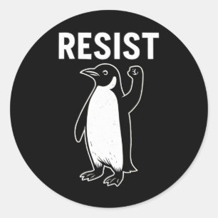 Sticker Rond Résister à l'activisme des pingouins Les pingouins