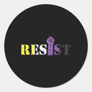 Sticker Rond Résistez À La Manifestation De Poing Élevée Drapea