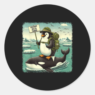 Sticker Rond Résistez à l'activisme des pingouins Graphic Funny