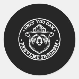 Sticker Rond Résistez À L'Ours Seulement Vous Pouvez Empêcher L