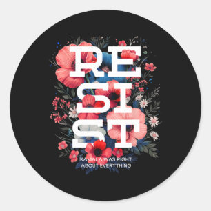 Sticker Rond Résistez au Boho Floral
