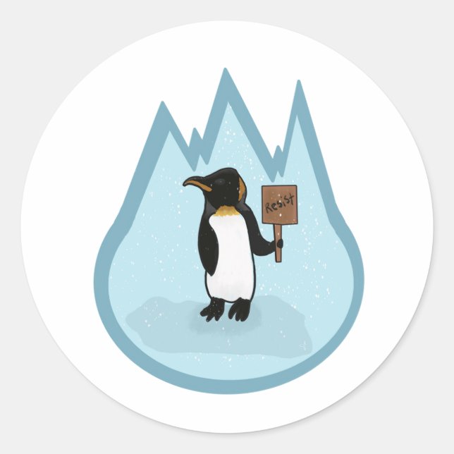 Sticker Rond Résistez ! Pingouin (Devant)