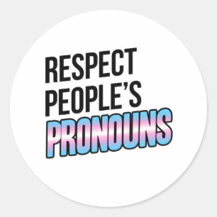 Sticker Rond Respecter les pronoms des gens - Bandes trans
