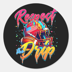 Sticker Rond Respectez La Déchets De Crème Glaciaire De Footbal