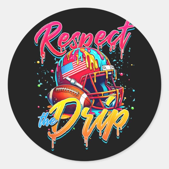 Sticker Rond Respectez La Déchets De Crème Glaciaire De Footbal (Devant)