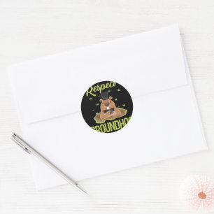Sticker Rond Respectez la marmotte de fond Woodchuck Photo Jour