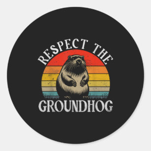 Sticker Rond Respectez la marmotte drôle de dicton rétro marmot