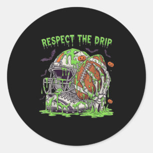 Sticker Rond Respectez le football d'Halloween avec une main de