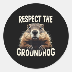 Sticker Rond Respectez le marmotte de fond Célébrez l'anniversa