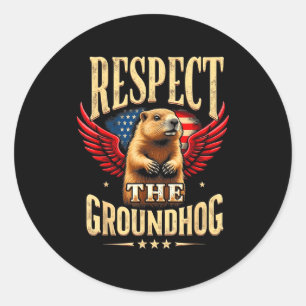 Sticker Rond Respectez le marmotte Joyeuse journée de la marmot