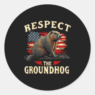Sticker Rond Respectez le marmotte Joyeux jour de la marmotte _