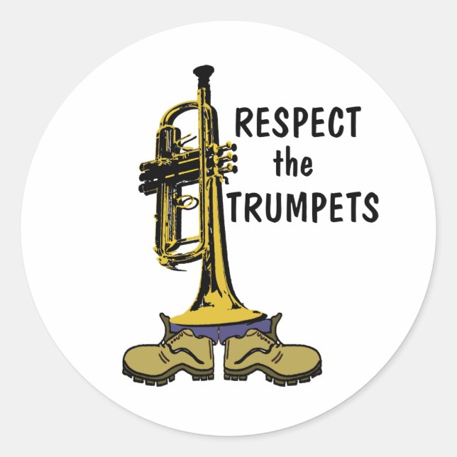 Sticker Rond Respectez les trompettes (Devant)