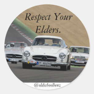 Sticker Rond Respectez votre benz de Mercedes d'aînés