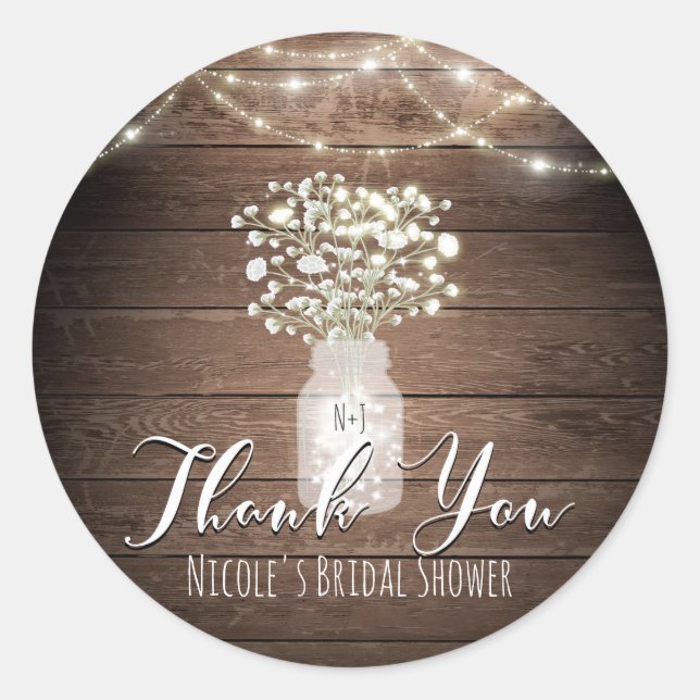 Sticker Rond Respiration et lumières du bébé Mariage rustique F (Devant)