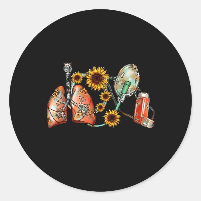 Sticker Rond Respiratoire Thérapeute Poumons Respirer Rt Infirm (Devant)