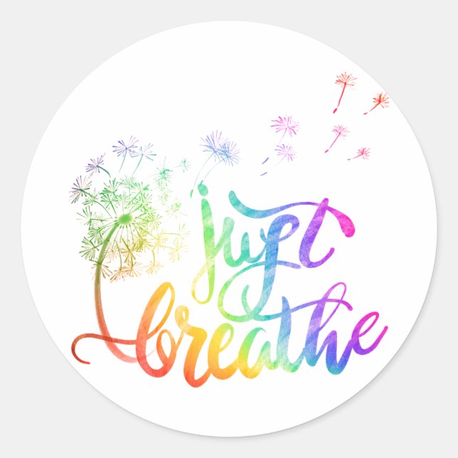 Sticker Rond Respire | le dandelion souffle dans le vent (Devant)