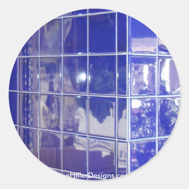 Sticker Rond Ressort chaud, AR BlueTile Reflection Cadeaux (Devant)