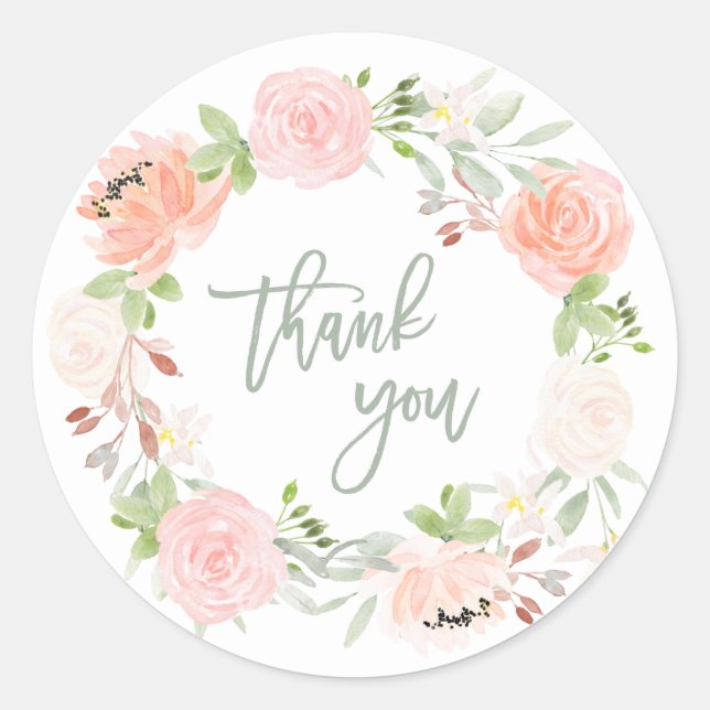 Sticker Rond Ressort | Mariage floral aquarelle (Devant)