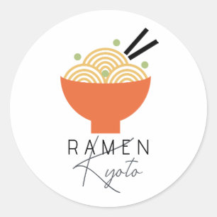 Sticker Rond Restaurant Ramen/Japonais Moderne Blanc Entreprise