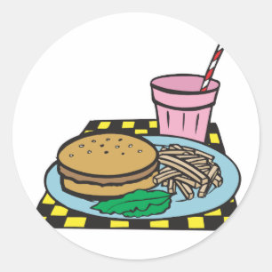 Sticker Rond restaurant rétro repas de restauration rapide
