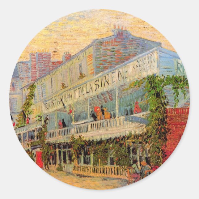 Sticker Rond Restaurant Sirene, Asnières par Vincent van Gogh (Devant)