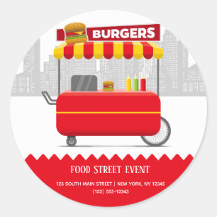 Sticker Rond Restauration hamburgers de rue hamburgers
