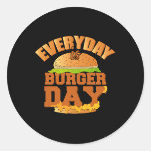 Sticker Rond Restauration rapide Burger Fromage Drôle Manger Fo