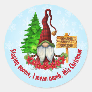 Sticker Rond Rester Gnome Ce Noël