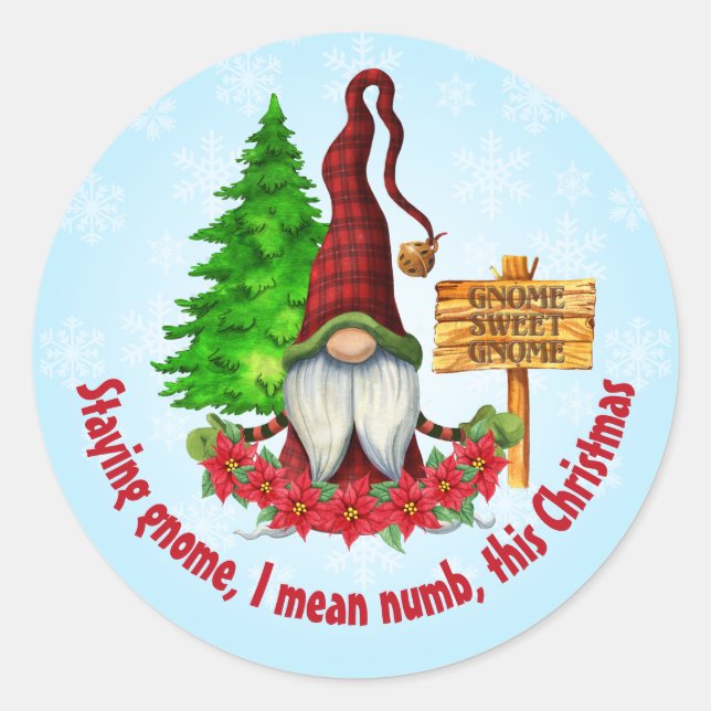Sticker Rond Rester Gnome Ce Noël (Devant)