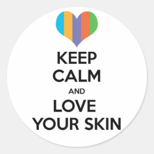 Sticker Rond Restez calme et aimez votre peau R+F
