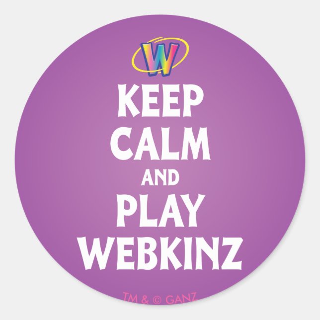 Sticker Rond Restez Calme Et Jouez À Webkinz (Devant)
