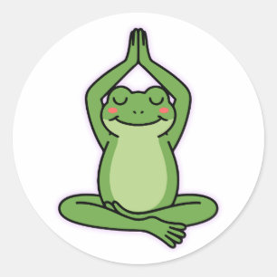 Sticker Rond Restez Calme, Restez Froggy - Cute Zen Méditation