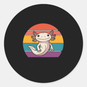 Sticker Rond Restez Curieux Axolotl Retro Amateurs d'animaux mi