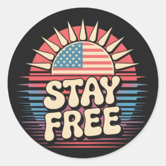 Sticker Rond Restez libre 4 juillet patriotique