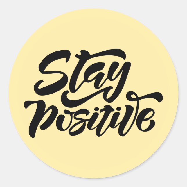 Sticker Rond Restez positif Jaune (Devant)