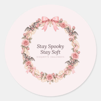 Sticker Rond Restez Spooky Restez Douce Coquette Couronne Autoc