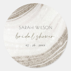 Sticker Rond Résumé Mariage Agate Marbre Or Pale